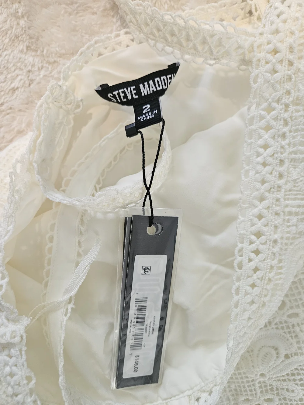 NWT Steve Madden Lace Cream Midi Dress Size 2 White Summer Vacation Feminine - Picture 4 of 9